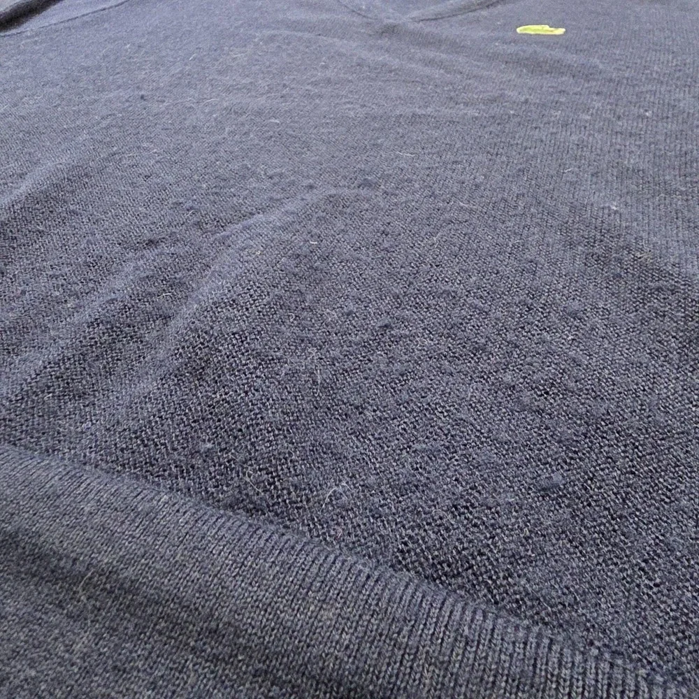 Vintage Izod Lacoste Sweater Mens XL Blue V Neck Knit Pullover Crocodile Logo